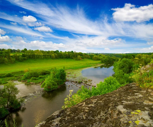 Paysage Avec Des Arbres Une Rivière — Photo