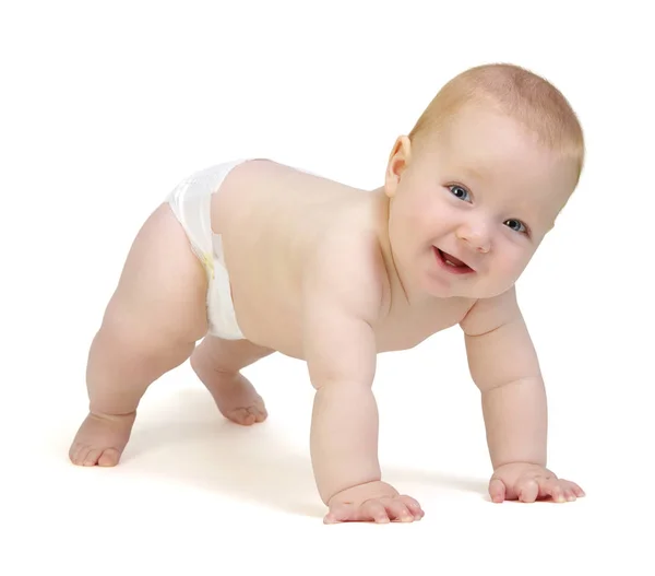 Sourire Bébé Garçon Isolé Sur Blanc — Photo