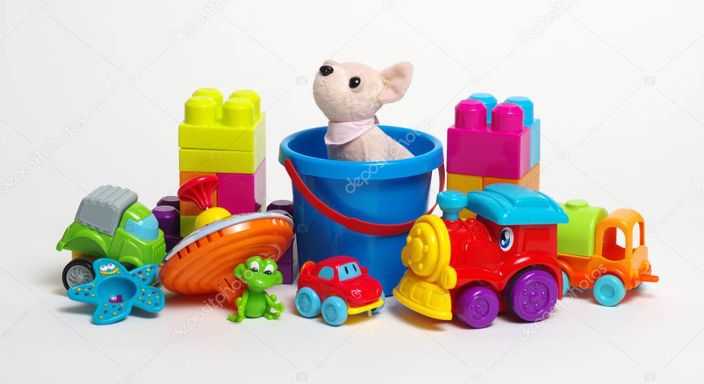 Toys on a white background