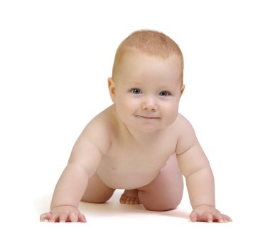 beyaz izole gülümseyen erkek bebek