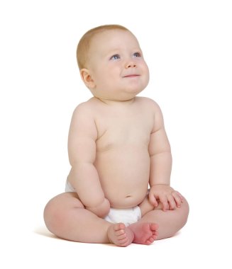 beyaz izole gülümseyen erkek bebek