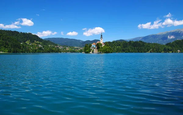 Paisagem Lago Bled Montanhas Eslovénia Europa — Fotografia de Stock