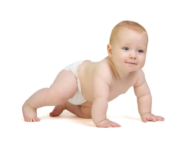 Sourire Bébé Garçon Isolé Sur Blanc — Photo