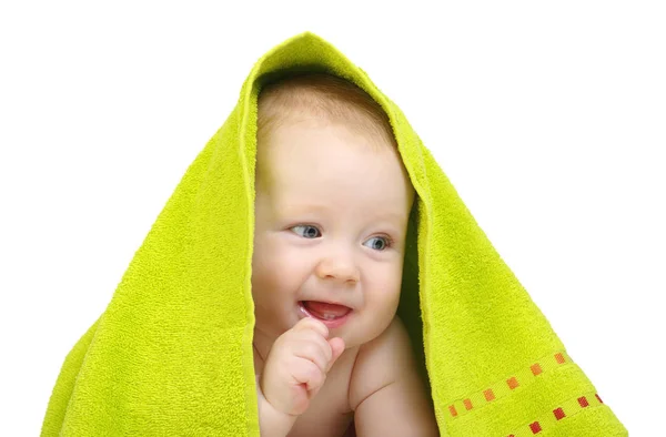 Dziecko Ręcznik Białym Tle — Zdjęcie stockowe