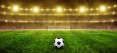 Futbol stadyumunda gras üzerinde Top 