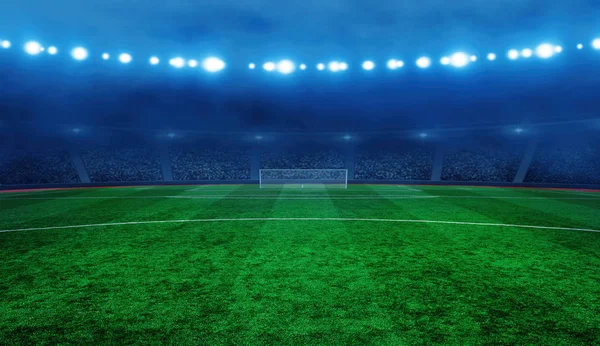 Fotbalový stadion s osvětlením — Stock fotografie
