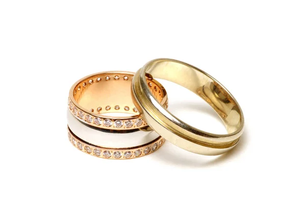 Guld Ringar Isolerad Vit Bakgrund — Stockfoto
