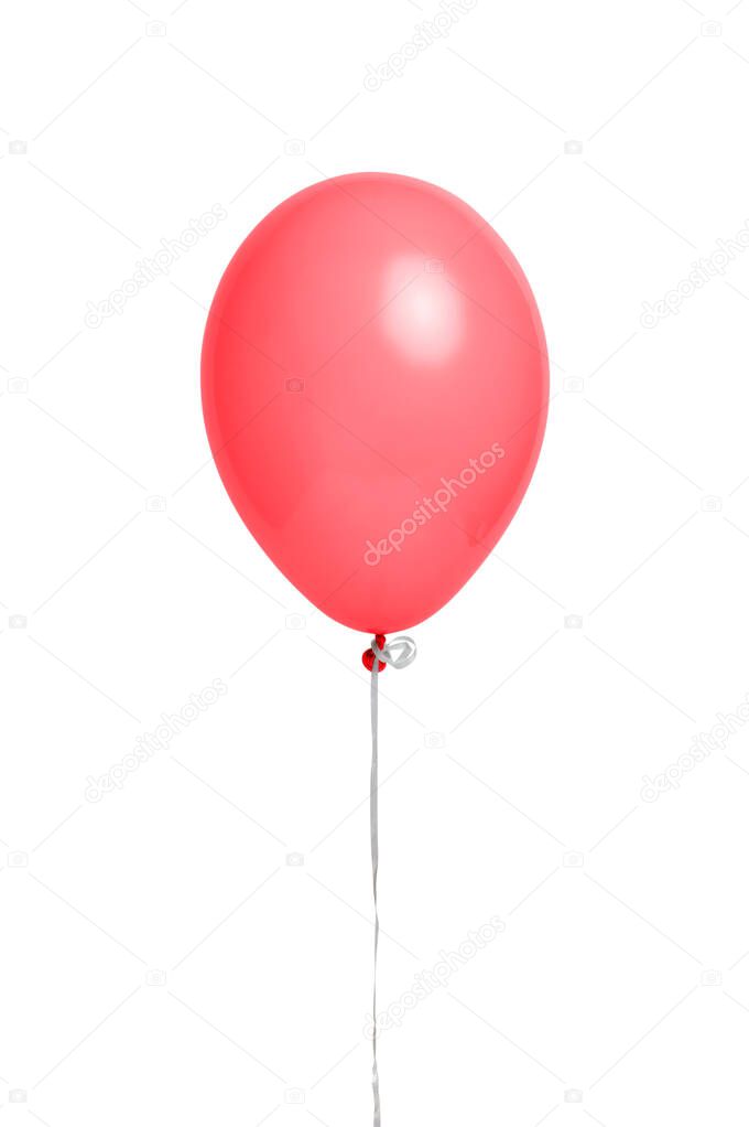 Red flying balloon isolated on white background