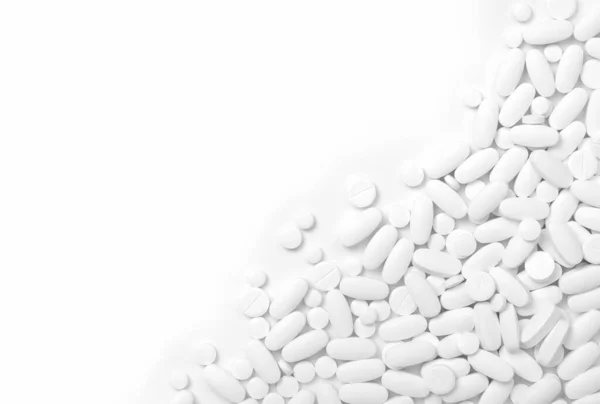 Pílulas Brancas Comprimidos Fundo Vista Superior — Fotografia de Stock