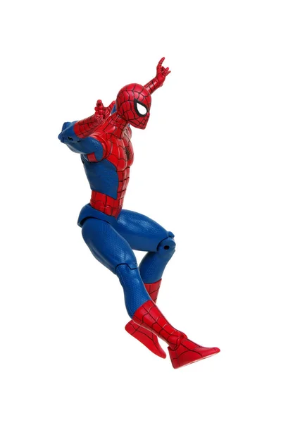 Vinnitsa Ucrânia Março 2019 Brinquedo Homem Aranha Isolado Fundo Branco — Fotografia de Stock