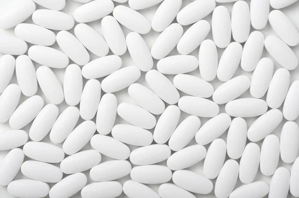 Pílulas Brancas Comprimidos Fundo Vista Superior — Fotografia de Stock
