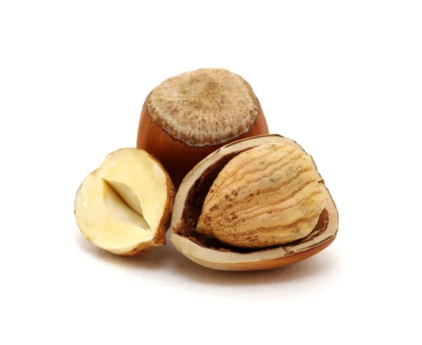 Closeup Hazelnuts Isolated White Background — Stock Photo, Image