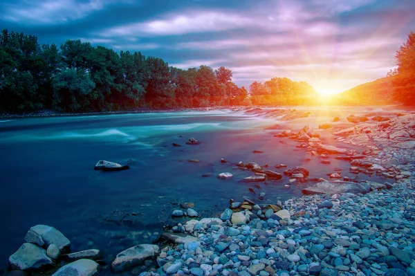 River water and sunset landscape