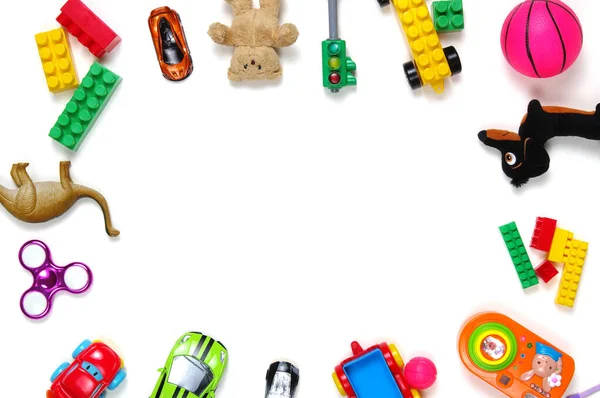 Dzieci Zabawki Tle Kolorowe Bloki — Zdjęcie stockowe