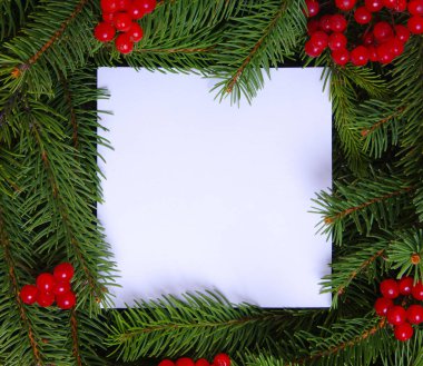  Kağıt notlu Noel ağacı dalları. Düz yatıyordu.