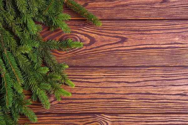 Noel Ağacıyla Ahşap Arka Plan — Stok fotoğraf