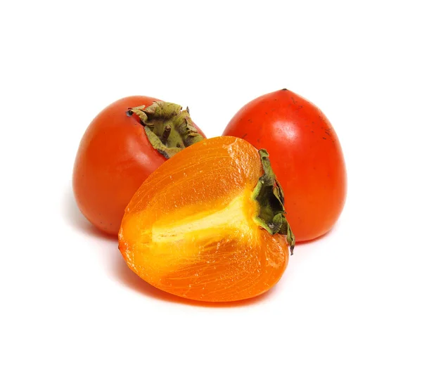 Persimmon Frukt Isolerad Vit Bakgrund Klippbana — Stockfoto