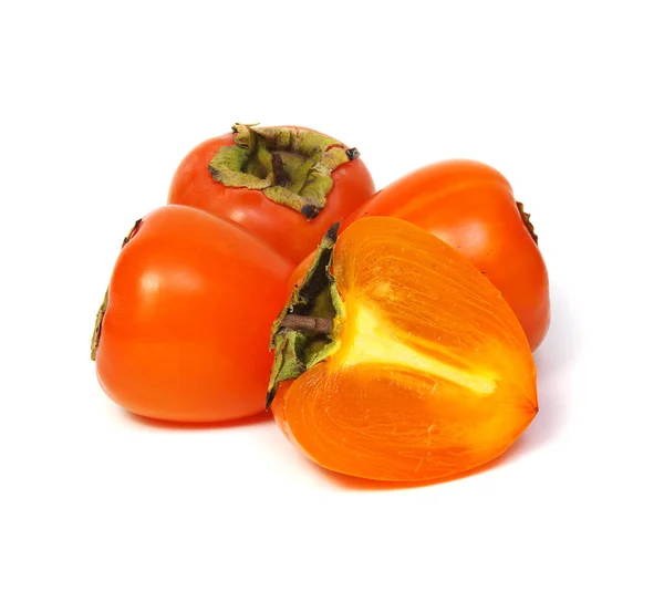 Persimmon Gyümölcs Izolált Fehér Alapon Vágási Útvonal — Stock Fotó