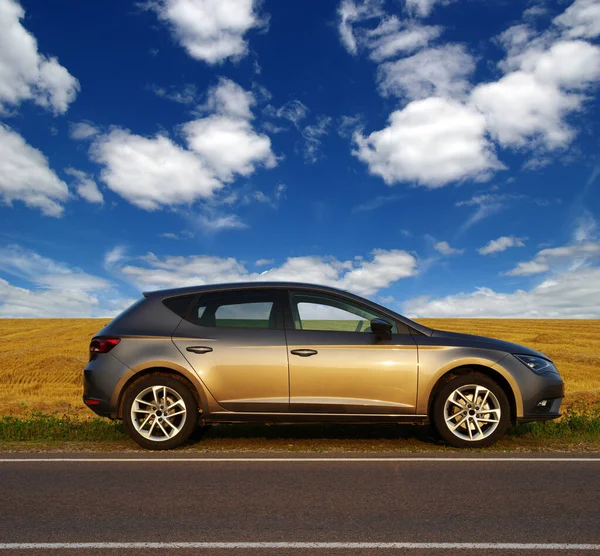 Coche Plata Carretera — Foto de Stock