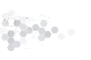 Soyut parçacıklar bağlantı. Teknoloji ve kimya arka plan.