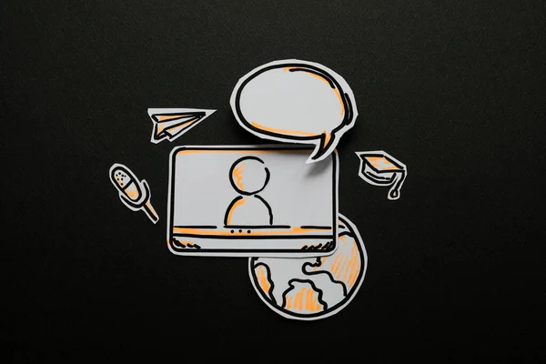 Video conference call communication paper icon. — Stock Photo, Image