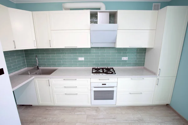 Modern White Kitchen Clean Interior Design Elegant Kitchen Luxury House — Stock Photo, Image