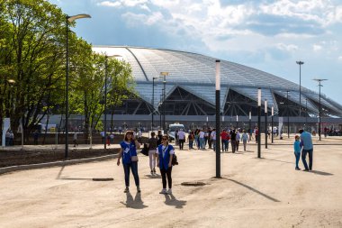 Samara, Rusya - 16 Mayıs 2018: Samara Arena Futbol Stadyumu. Samara - Rusya Federasyonu FIFA Dünya Kupası 2018 yılında hosting şehir