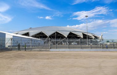Samara, Rusya - 16 Mayıs 2018: Samara Arena Futbol Stadyumu. Samara - Rusya Federasyonu FIFA Dünya Kupası 2018 yılında hosting şehir