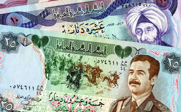 Bakgrund Från Olika Sedlar Irak Pengar — Stockfoto