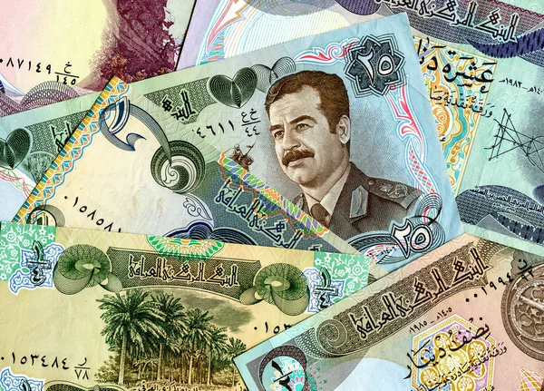Bakgrund Från Gamla Olika Sedlar Irak Pengar — Stockfoto