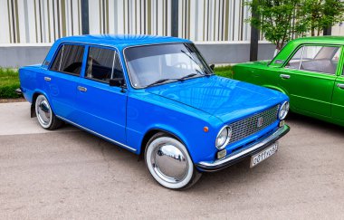 Samara, Russia - May 19, 2018: Vintage Russian automobile Lada-21011 at the city street clipart