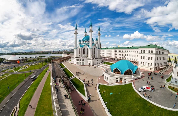 Kazan Rusland Juni 2018 Fisheye Uitzicht Kul Sharif Moskee Kremlin — Stockfoto