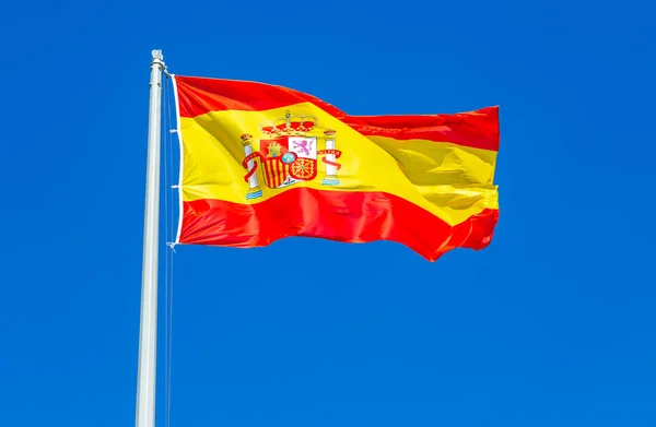 Flag Spain Waving Wind Blue Sky — Stock Photo, Image