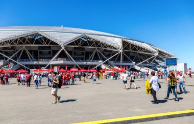 Samara, Rusya - 17 Haziran 2018: Samara Arena Futbol Stadyumu. Samara - Rusya Federasyonu FIFA Dünya Kupası 2018 yılında hosting şehir