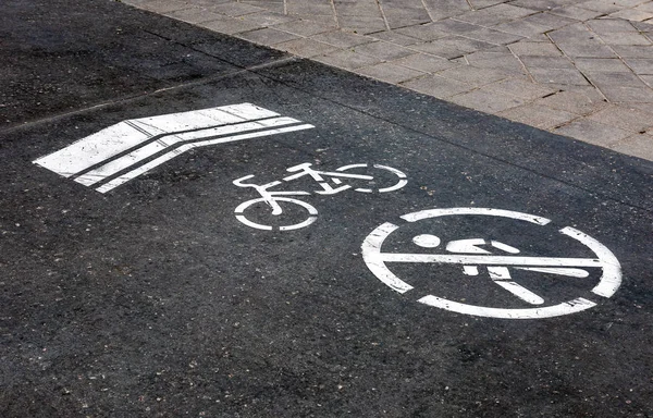 Bike Lane Road Symbols Painting Asphalt — Stock Photo, Image