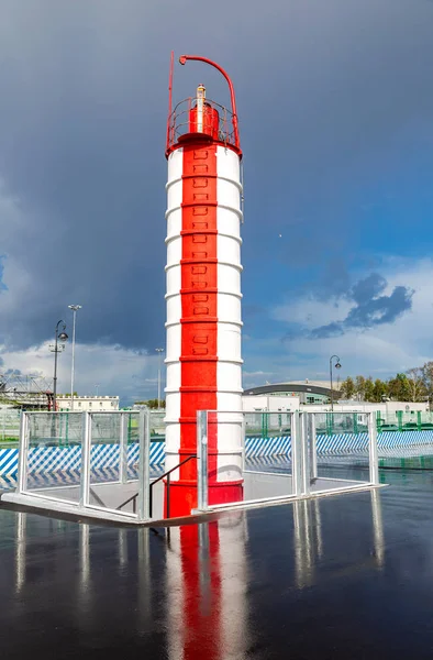 Red White Lighthouse Krestovsky Island Petersburg Russia — Stock Photo, Image