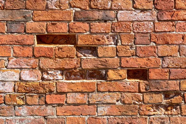Grunge Weathered Red Brick Wall Background Texture Bricks Masonry Uneven — Stock Photo, Image