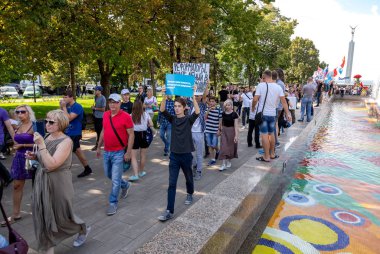 Samara, Rusya - 9 Eylül 2018: emeklilik yaşı yükselterek karşı muhalefet protesto