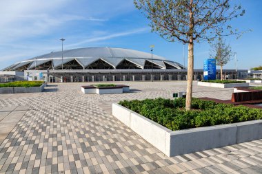 Samara, Rusya - 16 Eylül 2018: Samara Arena Futbol Stadyumu. Samara - Rusya Federasyonu FIFA Dünya Kupası 2018 yılında hosting şehir