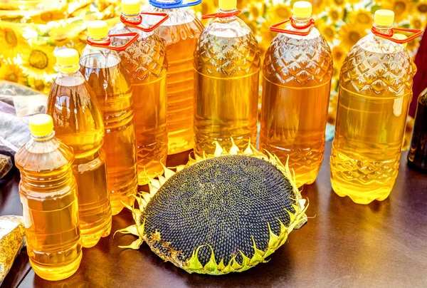 Sunflower Head Seeds Fresh Sunflower Oil Farmers Market — Stock Photo, Image