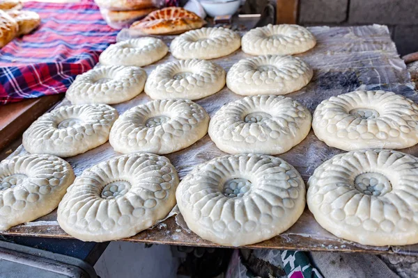 Traditional Uzbek Flatbread Preparing Put Tandyr — Stock Photo, Image