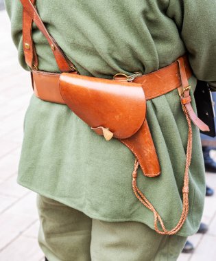 Vintage deri kemer kılıfı Rus ordusunun retro üniforma ile