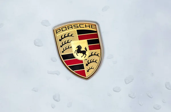 Kazan Rusya Haziran 2018 Porsche Araba Yağmur Damlaları Ile Otomobil — Stok fotoğraf