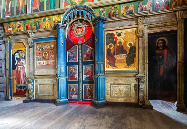Sviyazhsk Russia June 2018 Fragment Orthodox Iconostasis Ancient Wooden Trinity — Stock Photo, Image