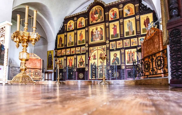 Torzhok Rusia Julio 2018 Iconostasis Ortodoxo Dentro Iglesia Presentación Santísima — Foto de Stock