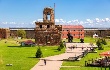 Shlisselburg, Rusya Federasyonu - 8 Ağustos 2018: Tarihsel Oreshek eski bir Rus kale kaledir. Shlisselburg kale St Petersburg, Rusya yakın