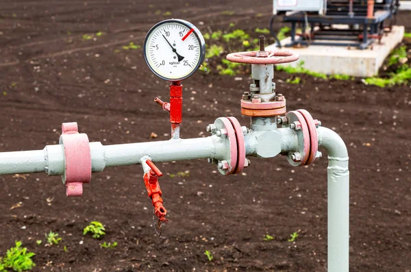 Pipeline Control Valve Pressure Meterr Oil Industry Equipment — Stock Photo, Image