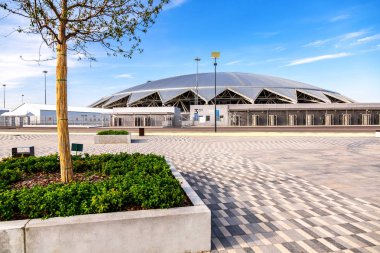 Samara, Rusya - 16 Eylül 2018: Samara Arena Futbol Stadyumu güneşli bir gün
