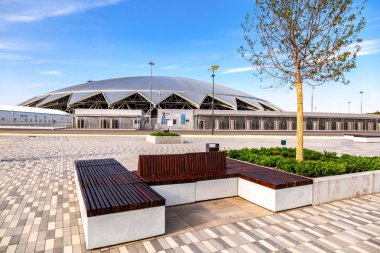 Samara, Rusya - 16 Eylül 2018: Samara Arena Futbol Stadyumu güneşli bir gün