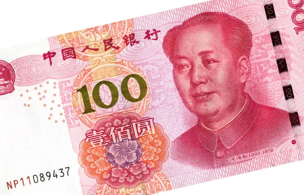 Банкнота Китайський 100 Юанів Портрет Мао Цзедун Китайський Паперових Грошей — стокове фото